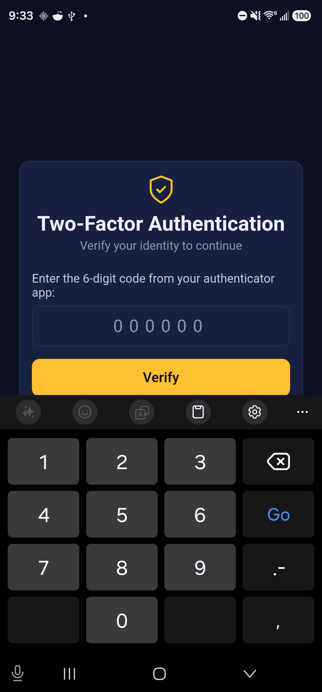 The Two-Factor Authentication screen in Backbuild Miles. Under the heading and the line Verify your identity to continue is the instruction Enter the 6-digit code from your authenticator app, a code field, a Verify button, a ticked checkbox reading Remember this device for 30 days, and links reading Use a recovery code instead and Cancel.